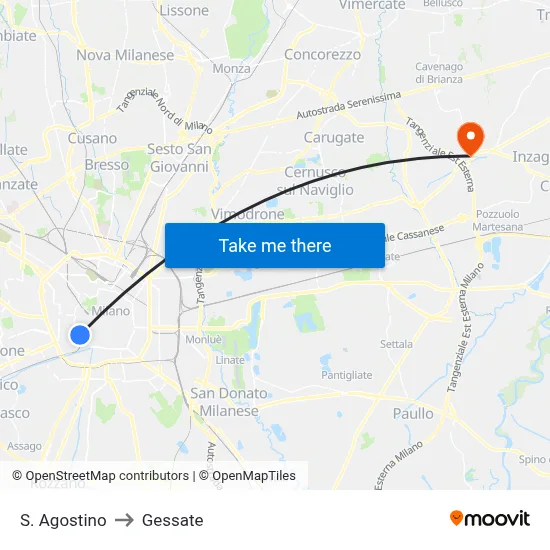 S. Agostino to Gessate map