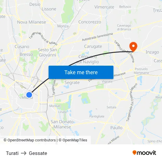 Turati to Gessate map