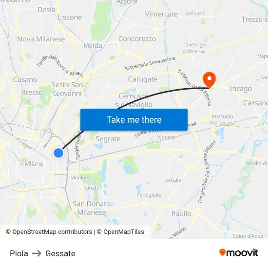 Piola to Gessate map