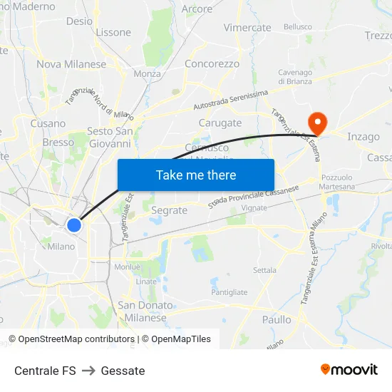 Centrale FS to Gessate map