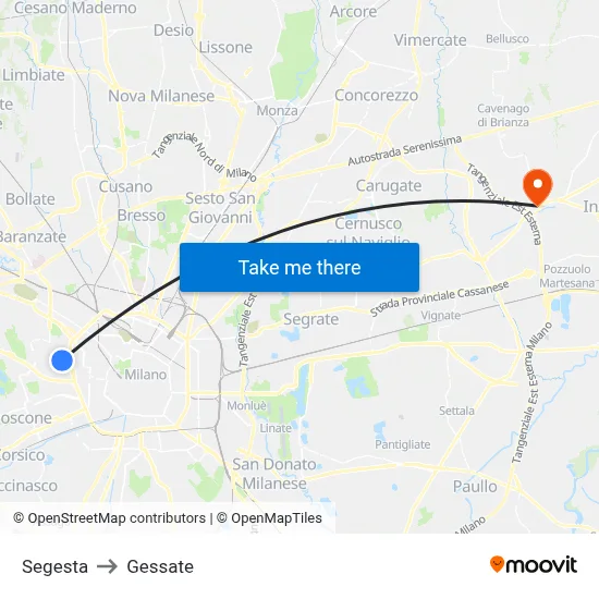 Segesta to Gessate map