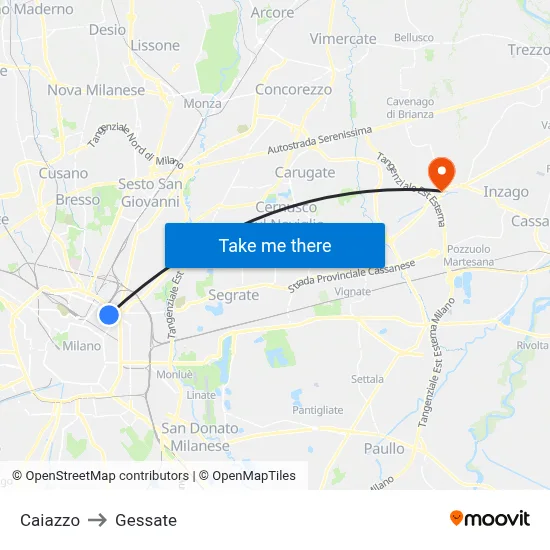 Caiazzo to Gessate map