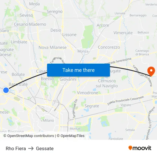 Rho Fiera to Gessate map
