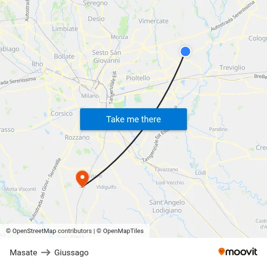 Masate to Giussago map