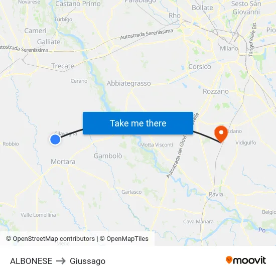 Albonese to Giussago map