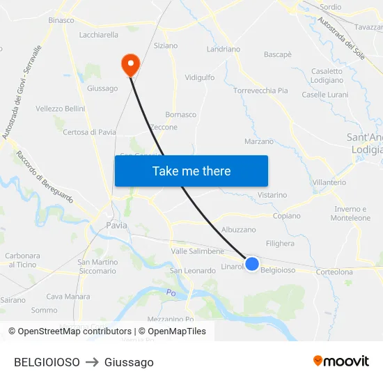 Belgioioso to Giussago map