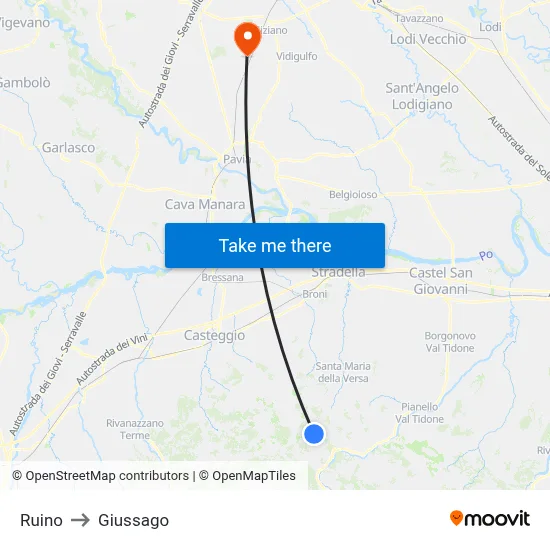 Ruino to Giussago map