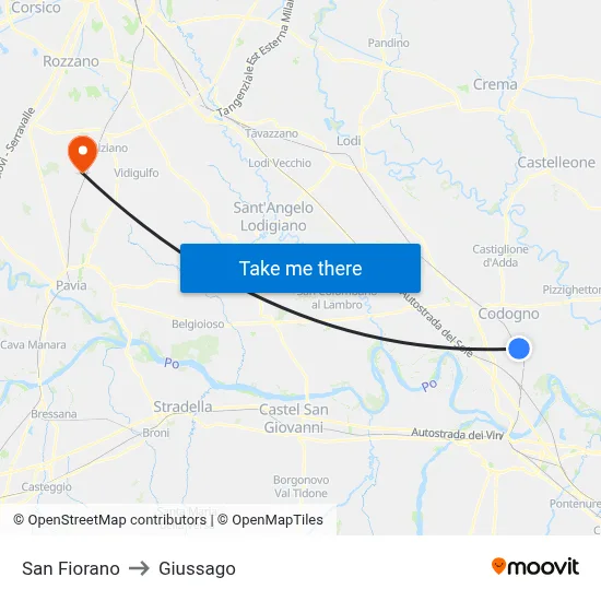 San Fiorano to Giussago map