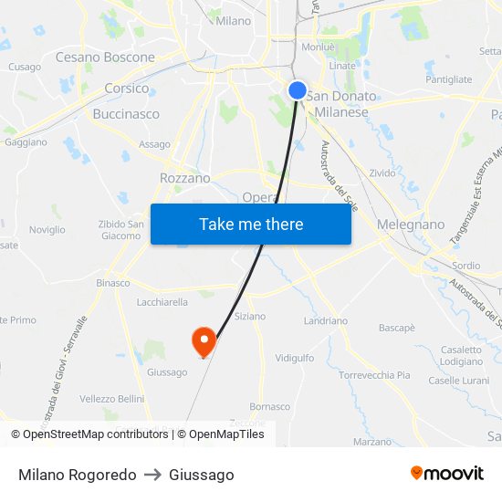 Milano Rogoredo to Giussago map