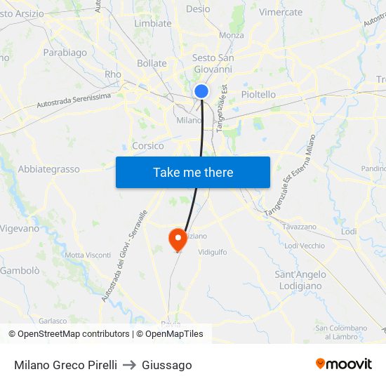 Milano Greco Pirelli to Giussago map
