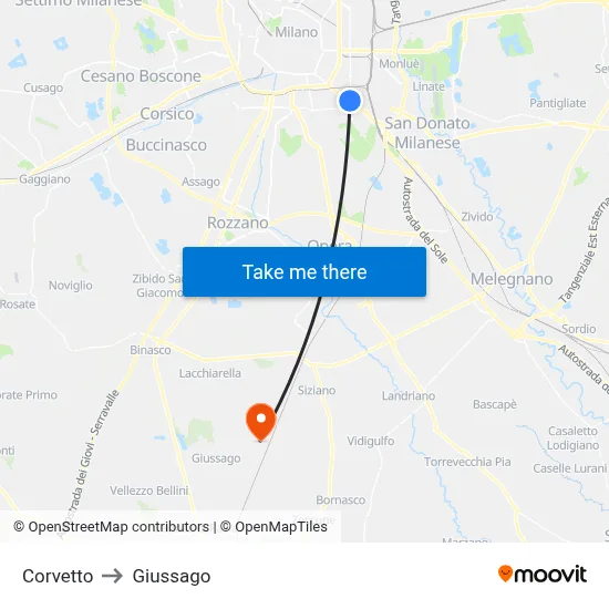 Corvetto to Giussago map