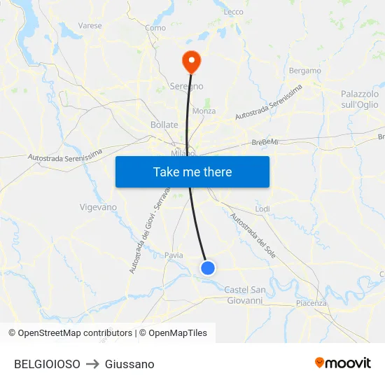 Belgioioso to Giussano map