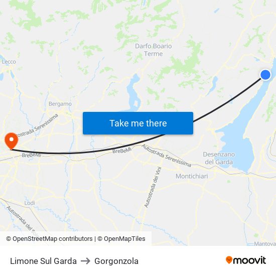 Limone Sul Garda to Gorgonzola map