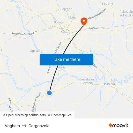 Voghera to Gorgonzola map
