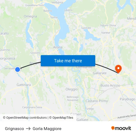 Grignasco to Gorla Maggiore map