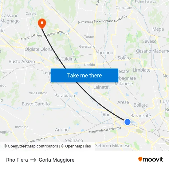 Rho Fair to Gorla Maggiore map