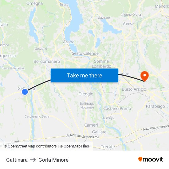 Gattinara to Gorla Minore map