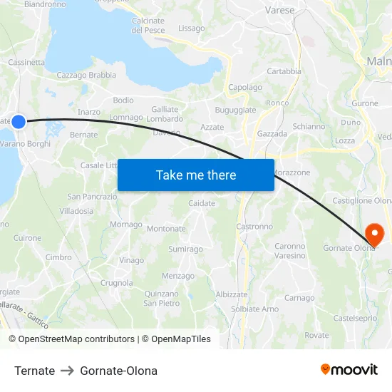 Ternate to Gornate-Olona map