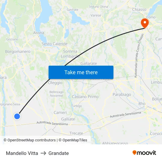 Mandello Vitta to Grandate map