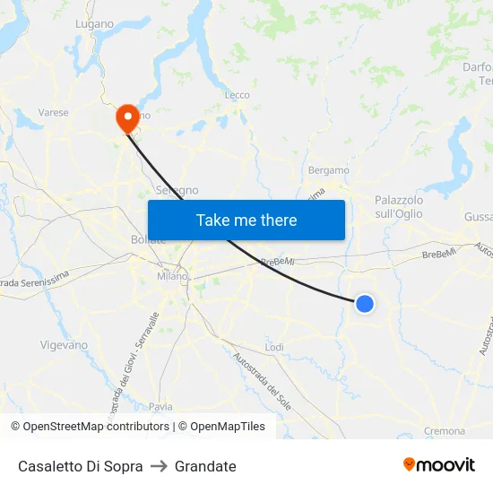 Casaletto di Sopra to Grandate map