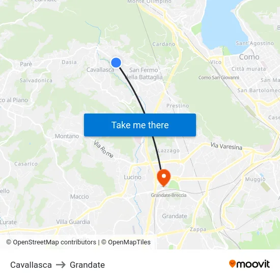 Cavallasca to Grandate map