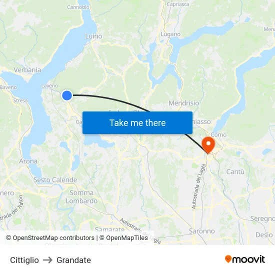 Cittiglio to Grandate map