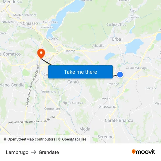 Lambrugo to Grandate map