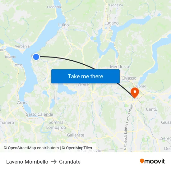 Laveno-Mombello to Grandate map
