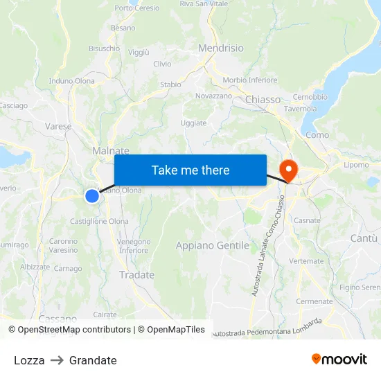 Lozza to Grandate map