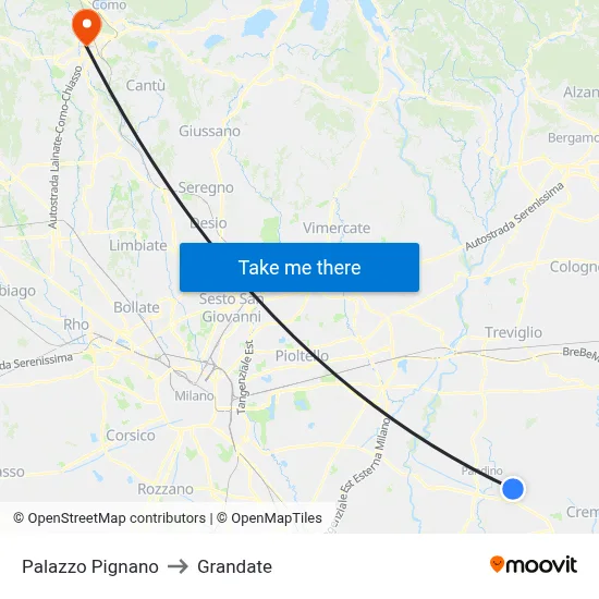 Palazzo Pignano to Grandate map