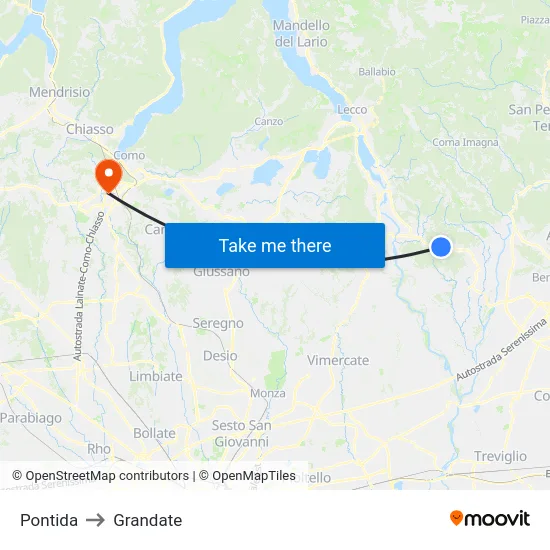 Pontida to Grandate map
