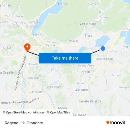 Rogeno to Grandate map