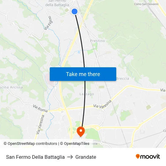 San Fermo Della Battaglia to Grandate map