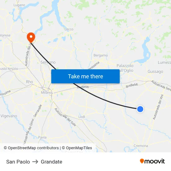 San Paolo to Grandate map