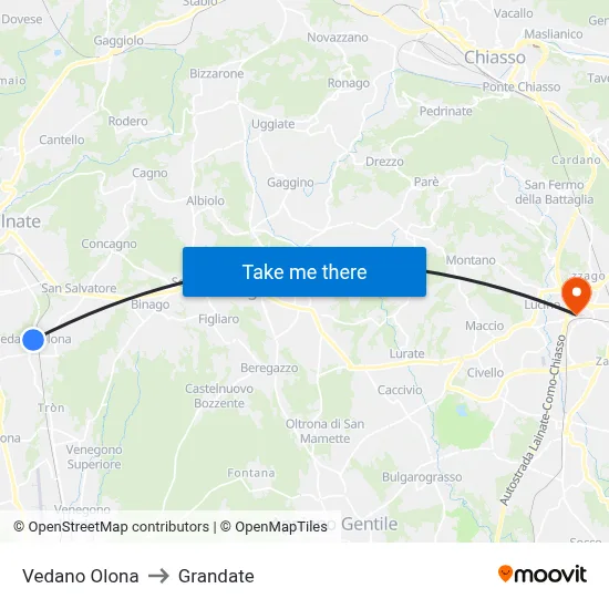 Vedano Olona to Grandate map
