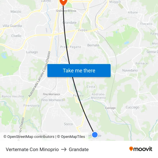 Vertemate Con Minoprio to Grandate map