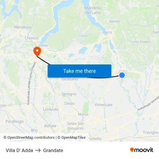 Villa D' Adda to Grandate map