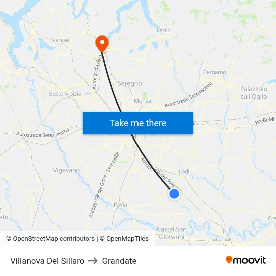 Villanova Del Sillaro to Grandate map
