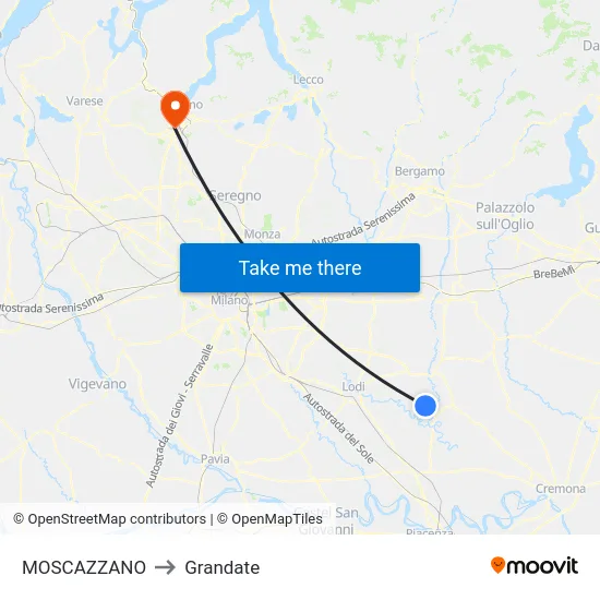 Moscazzano to Grandate map