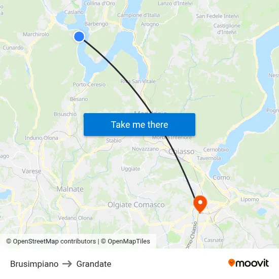 Brusimpiano to Grandate map