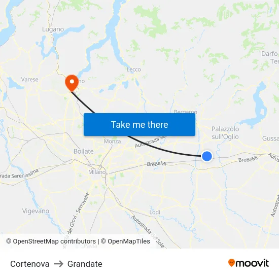 Cortenova to Grandate map