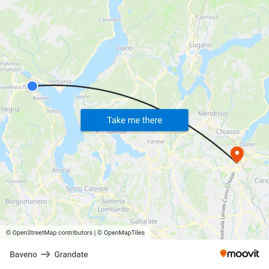 Baveno to Grandate map