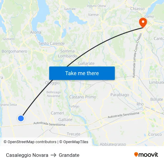 Casaleggio Novara to Grandate map