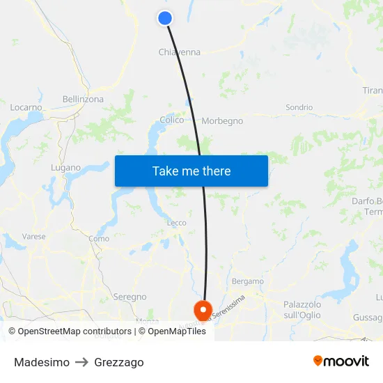 Madesimo to Grezzago map