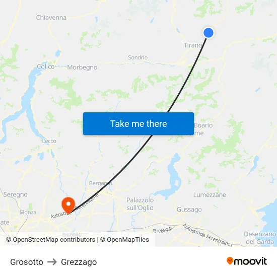 Grosotto to Grezzago map