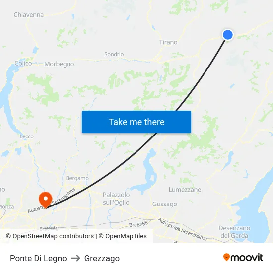 Ponte Di Legno to Grezzago map