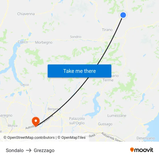 Sondalo to Grezzago map