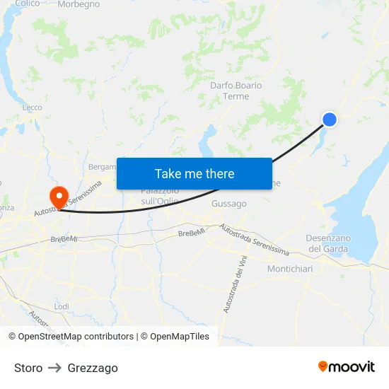 Storo to Grezzago map