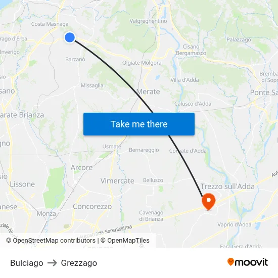 Bulciago to Grezzago map