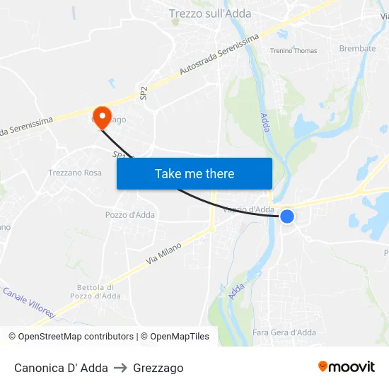 Canonica d'Adda to Grezzago map
